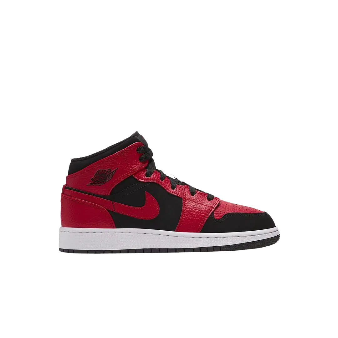 Jordan (GS) Jordan 1 Mid Black Gym Red