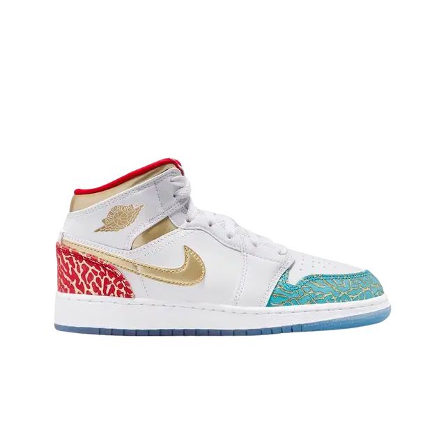 Jordan (GS) Jordan 1 Mid Sneaker School White Metallic Gold - view 1