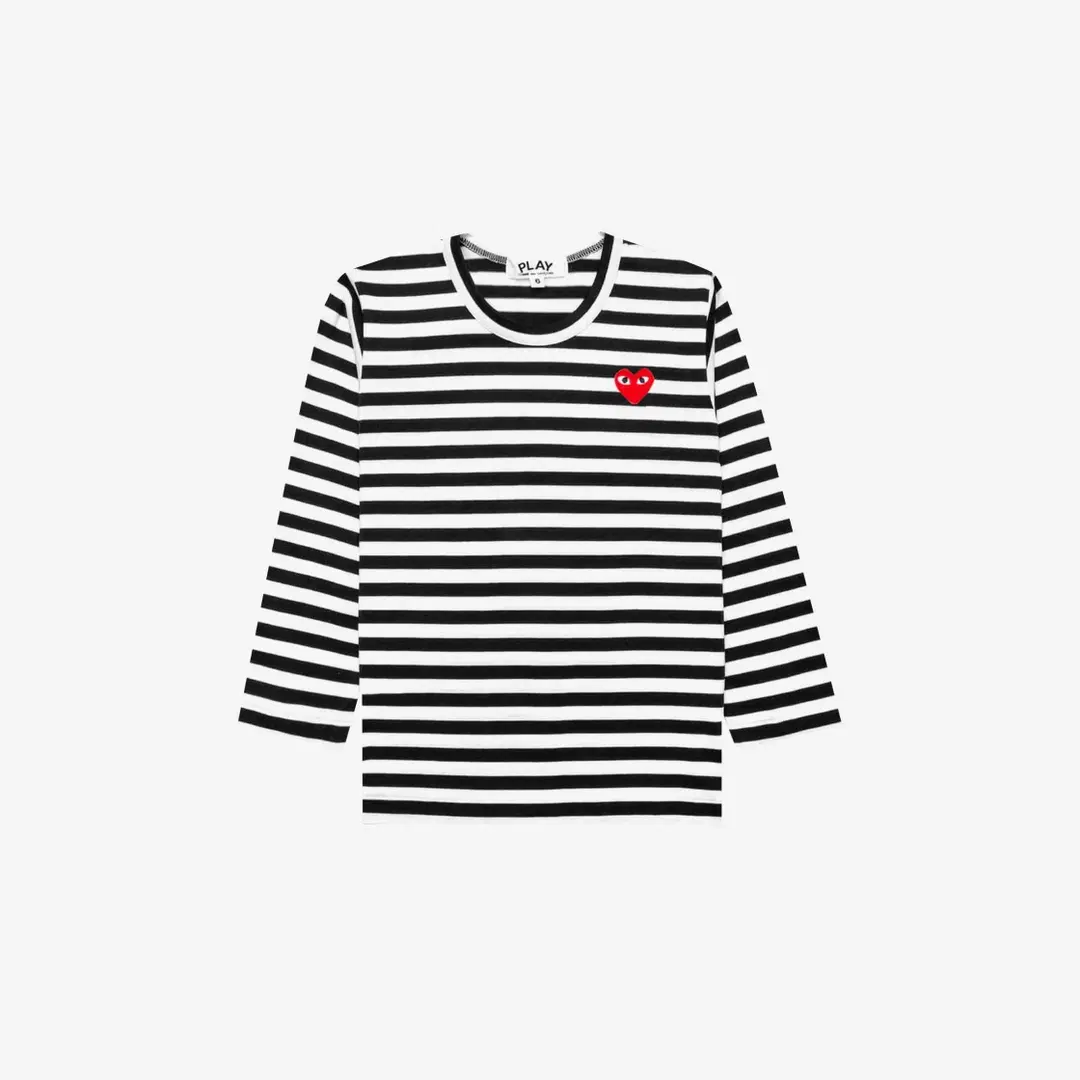 Comme des Garcons (Kids) Play Comme Des Garcons Striped LS T-Shirt Black White