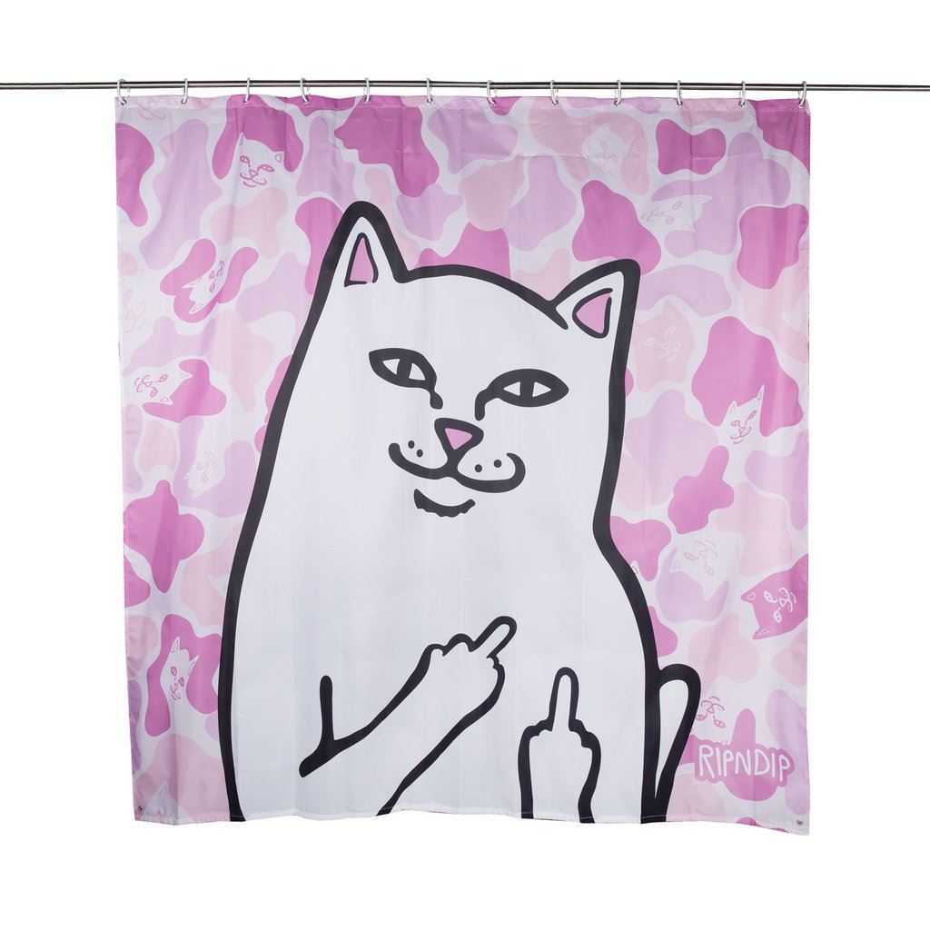 RipNDip Lord Nermal Shower Curtain Pink Camo
