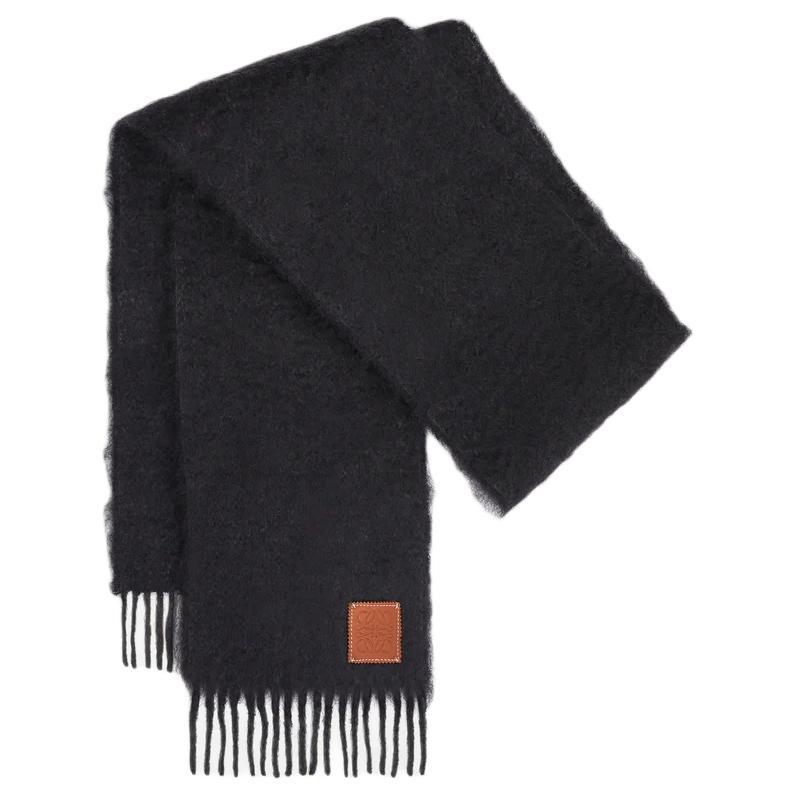 Loewe Loewe Mohair Wool Nylon Knit Scarves Women's Black