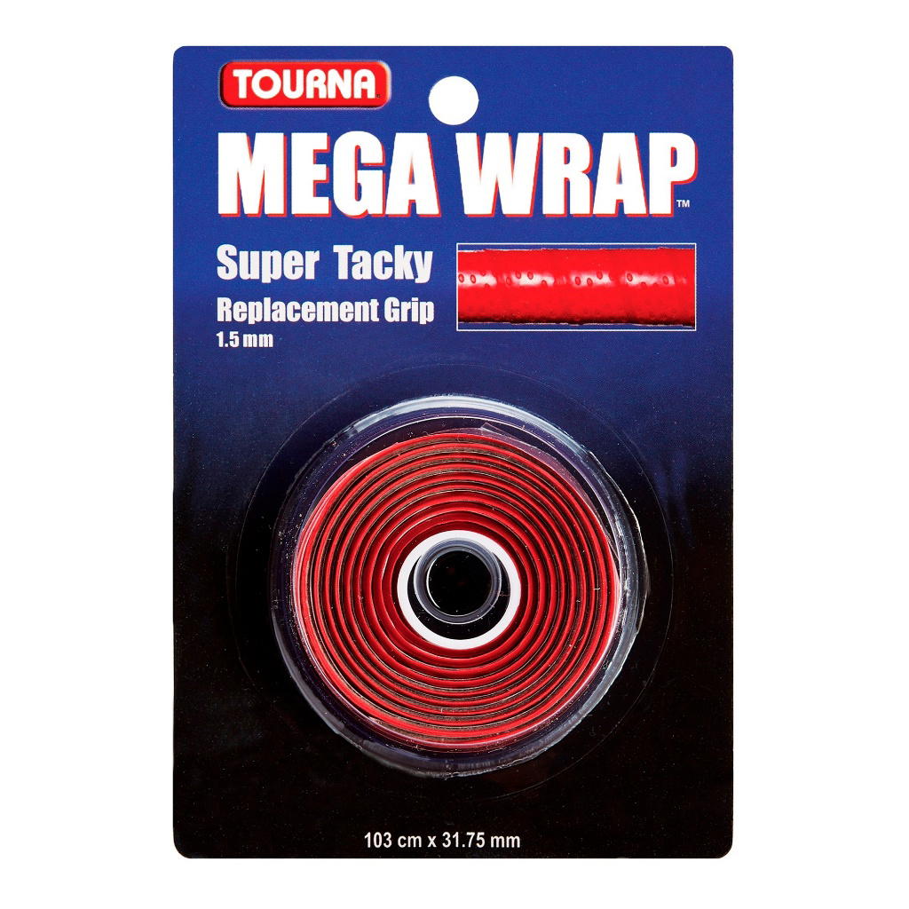 Tourna Tourna Mega Wrap 1.5mm Replacement Grip Tape Racket Tennis Red
