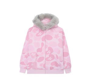 Buy Bape Fur-trim Hood Jacket Pink at Sasom – Authentic and Ready to Ship