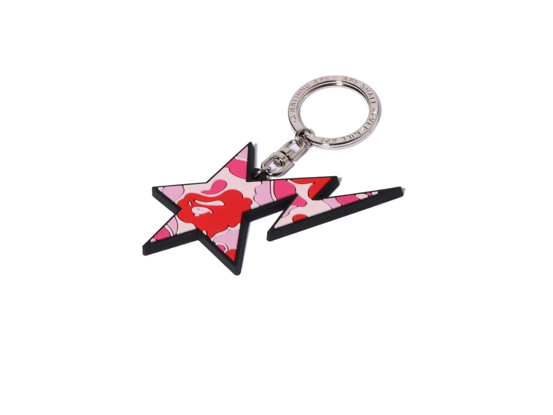 Bape Bape Abc Camo STA Rubber Keychain Pink