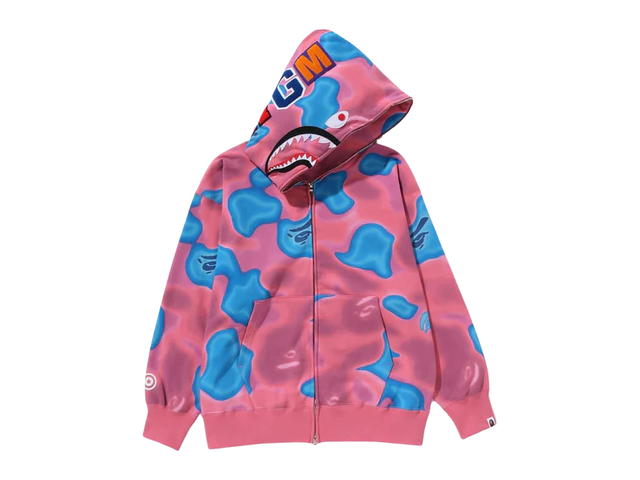 Bape Bape Liquid Camo Shark Relaxed Fit Full Zip Hoodie Pink - view 1