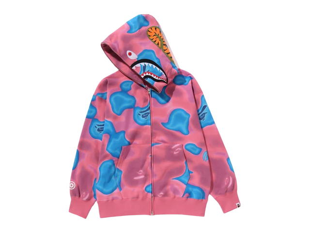 Bape Bape Liquid Camo Shark Relaxed Fit Full Zip Hoodie Pink - view 2