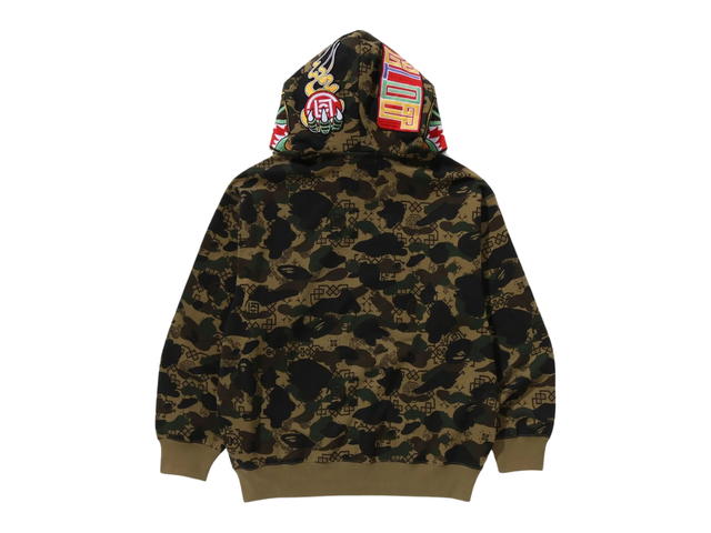 Bape Bape X Clot Camo Shark Relaxed Fit Full Zip Hoodie Green - view 4