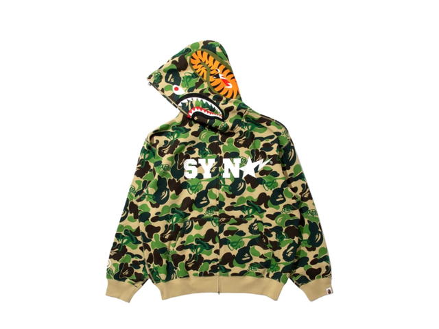Bape Bape X Spotify X SYNA By Central Cee Shark Full Zip Hoodie Green - view 3