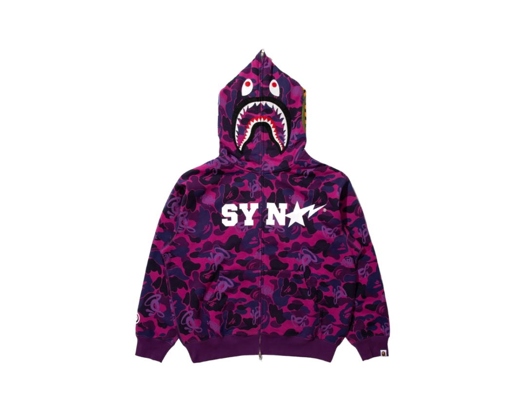 Bape Bape X Spotify X SYNA By Central Cee Shark Full Zip Hoodie Purple