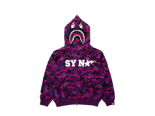 Bape Bape X Spotify X SYNA By Central Cee Shark Full Zip Hoodie Purple - view 1