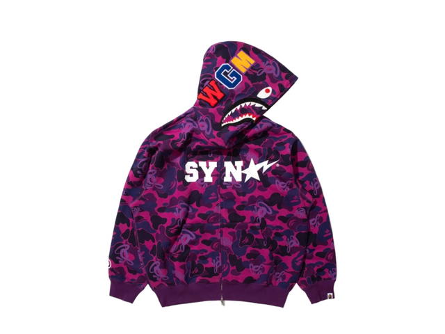 Bape Bape X Spotify X SYNA By Central Cee Shark Full Zip Hoodie Purple - view 2