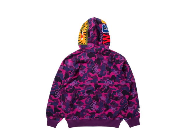 Bape Bape X Spotify X SYNA By Central Cee Shark Full Zip Hoodie Purple - view 4