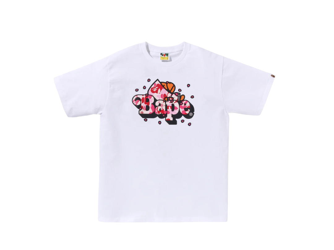 Bape Bape Abc Sakura Camo Milo On Bape Tee White