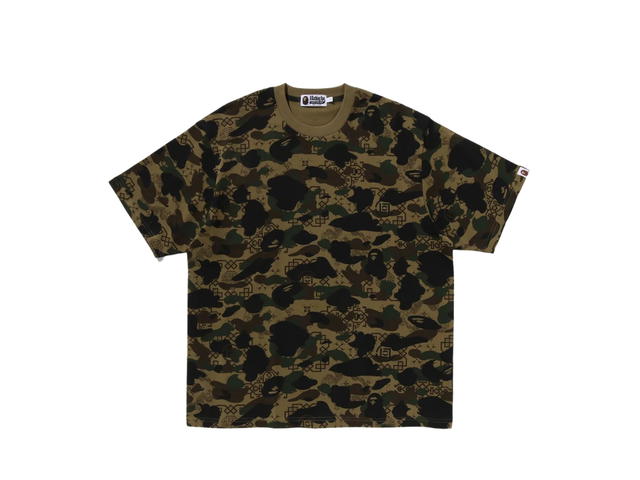 Bape Bape X Clot Camo Overprint Logo Relaxed Fit Tee Green - view 1