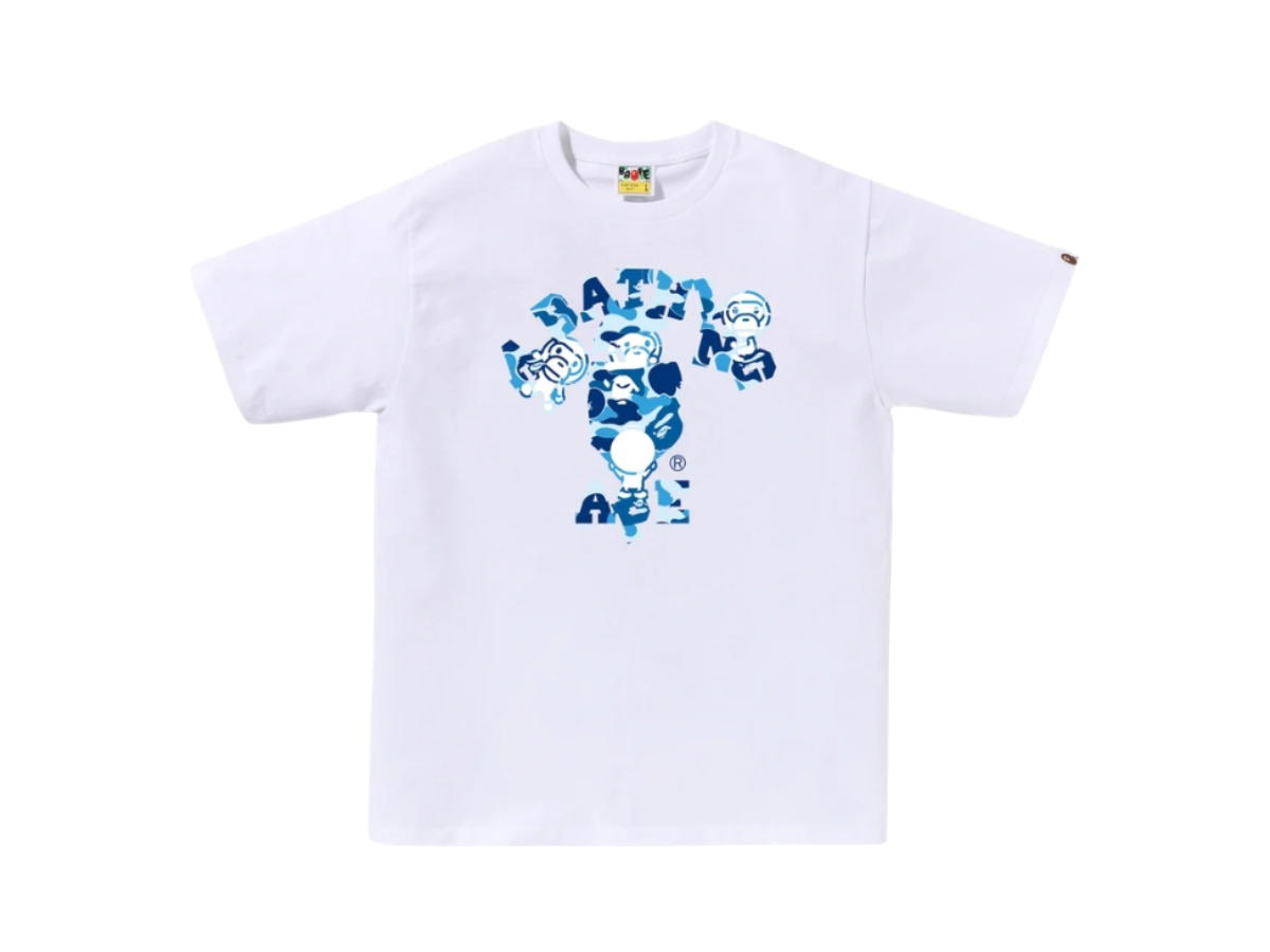 Bape Bape Abc Camo College Milo Tee White Blue