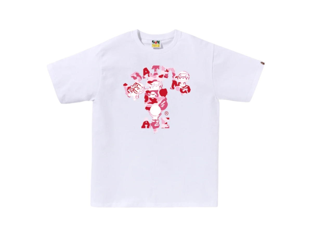 Bape Bape Abc Camo College Milo Tee White Pink