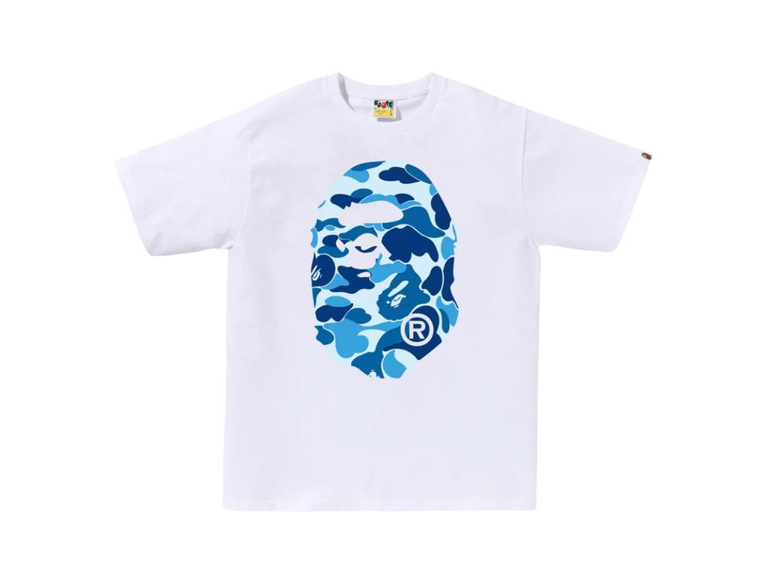 Bape Bape ABC Camo Big Ape Head Tee White Blue