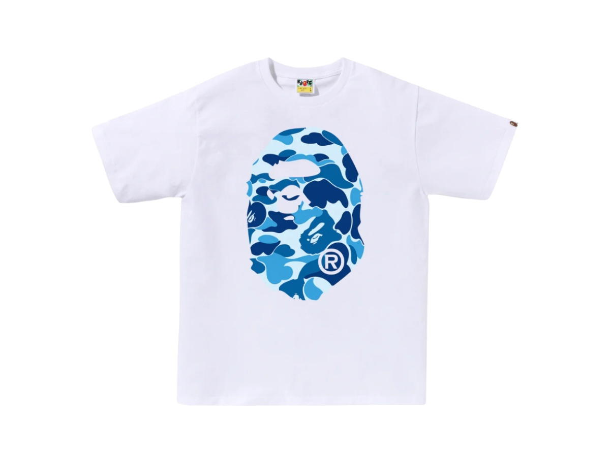 Bape Bape ABC Camo Big Ape Head Tee White Blue
