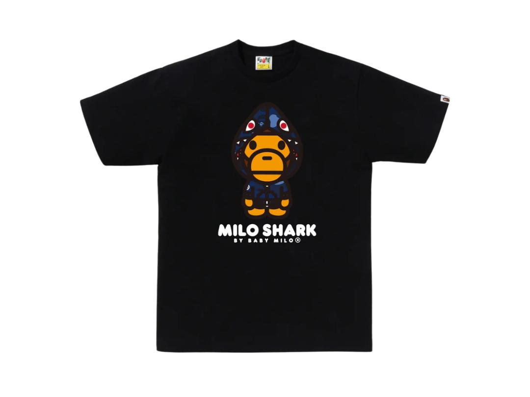 Bape Bape Color Camo Milo Shark FZH Tee Black