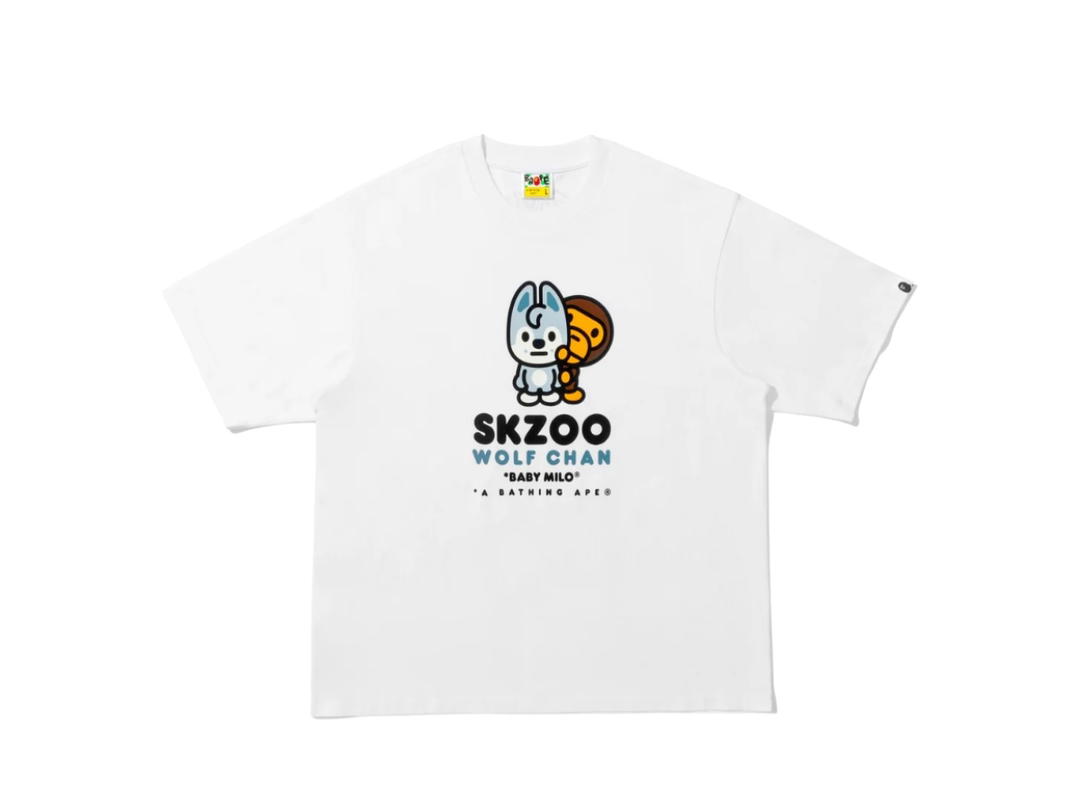 Bape Bape X Stray Kids Wolf Chan Baby Milo Tee White