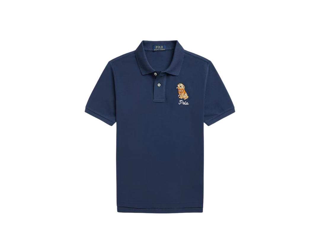 Polo Ralph Lauren Polo Ralph Lauren Dog-Embroidered Cotton Mesh Polo Shirt Rustic Navy