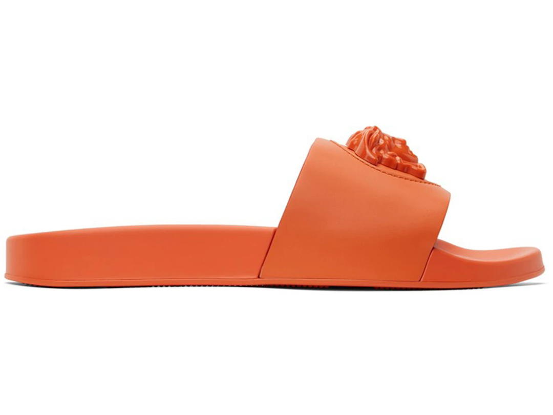 Versace Versace Leather Slides La Medusa Orange