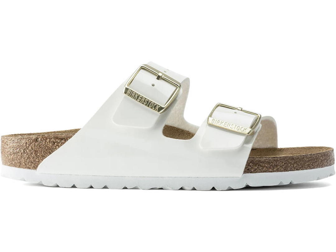 Birkenstock Birkenstock Arizona Birko-Flor Patent Patent White (Women's)