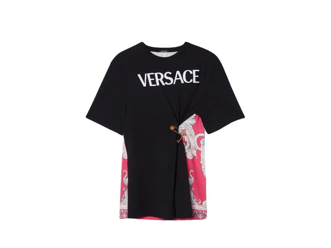 Versace Versace Silver Baroque Safety Pin T-shirt Black