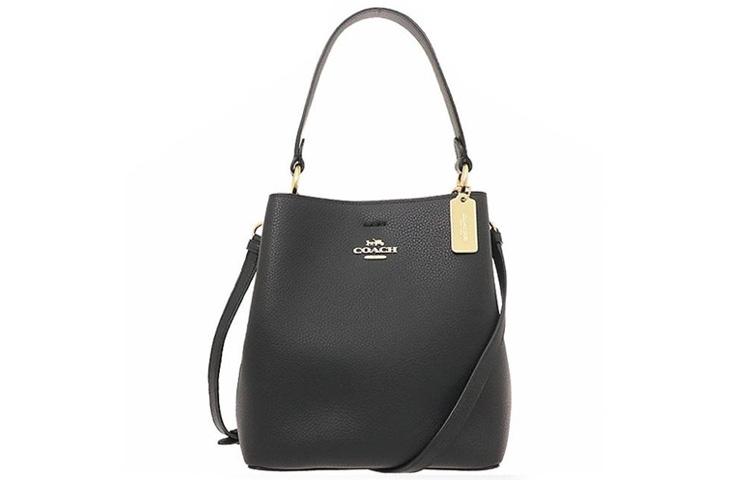 Coach Coach Town Leather Bucket Bag Portable Crossbody Bag Shoulder Bag Small Size Women's Black