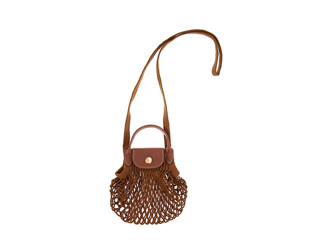 Longchamp Longchamp Tobacco La Pliage Filet Xsbrown Cotton Leather Details