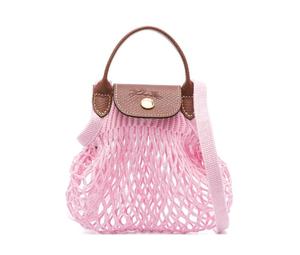 Buy Longchamp Le Pliage Filet Cotton With Cow Leather Trim Handbag, Shoulder Bag, Crossbody Bag Mini Women's Pink at Sasom – Authentic and Ready to Ship