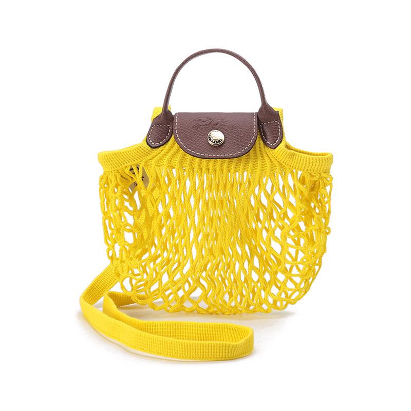 Longchamp Longchamp Le Pliage Cotton With Leather Handbag Shoulder Bag Crossbody Bag Women's Yellow