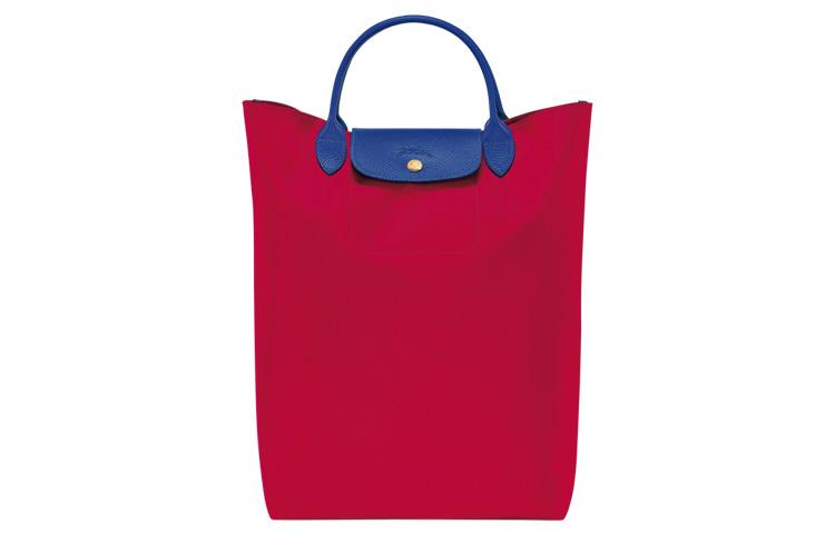 Longchamp Longchamp Le Pliage Re-play Canvas With Leather Tote Bag Shopping Bag Handbag Regular Women's Red & Blue