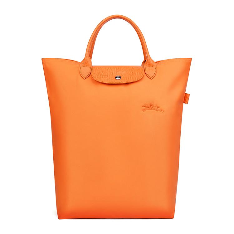 Longchamp Longchamp Le Pliage Leather With Recycled Polyamide Canvas Handbag Medium Size Women's Orange