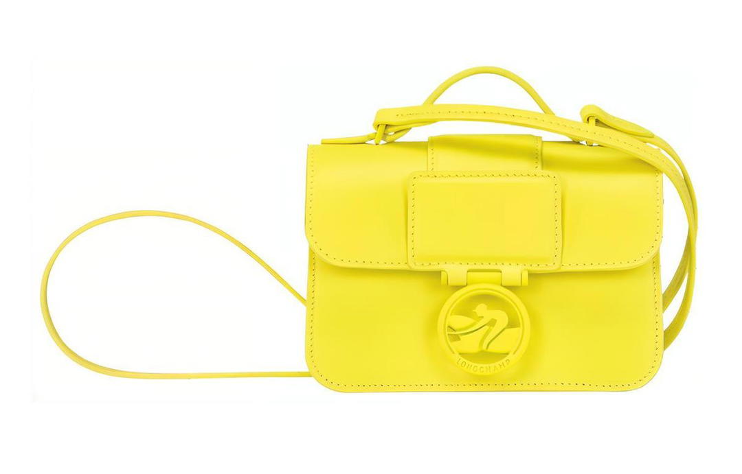 Longchamp Longchamp BOX TROT Cow Leather Handbag, Shoulder Bag, Crossbody Bag Mini Women's Yellow