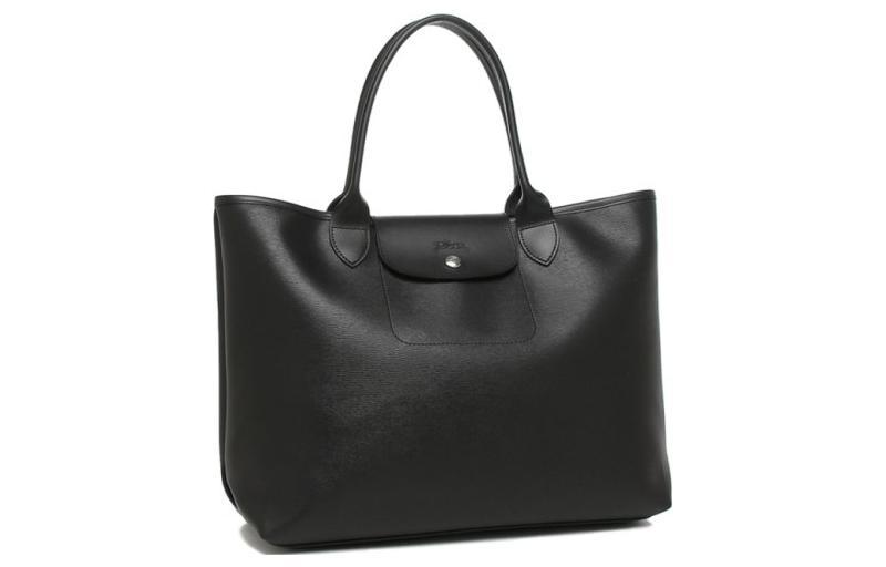 Longchamp Longchamp Le Pliage City Canvas With Leather Trim Tote Bag Shopping Bag Shoulder Bags Handbags Large Size Women's Black