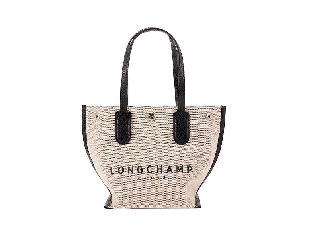Longchamp Longchamp Xs Essential Naturalblack Tote Bagbeige Canvas Leather Details
