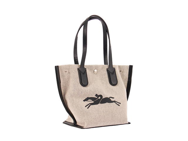 Longchamp Longchamp Xs Essential Naturalblack Tote Bagbeige Canvas Leather Details - view 4
