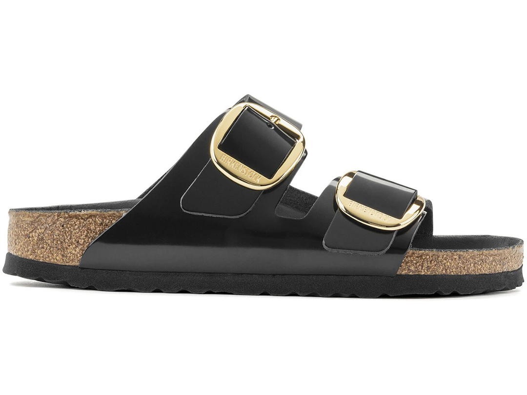 Birkenstock Birkenstock Arizona Big Buckle Natural Leather Patent Black Gold (Women's)