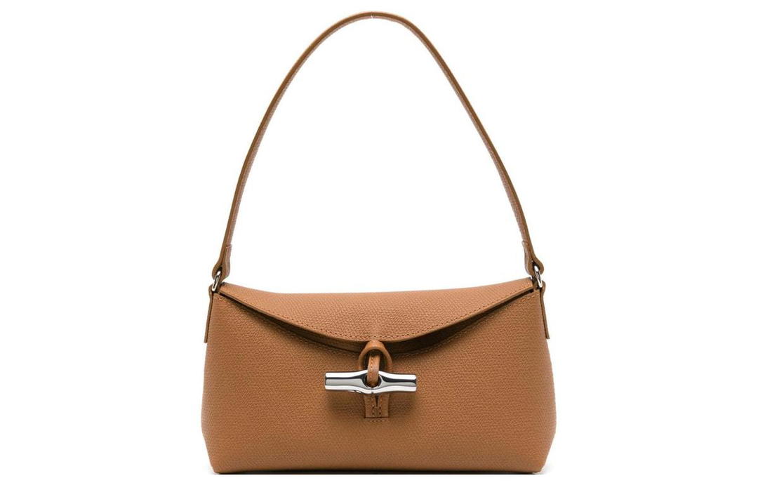 Longchamp Longchamp Roseau Grained Cow Leather Shoulder Bag Crossbody Bag Handbag Small Size Women's Camel Brown