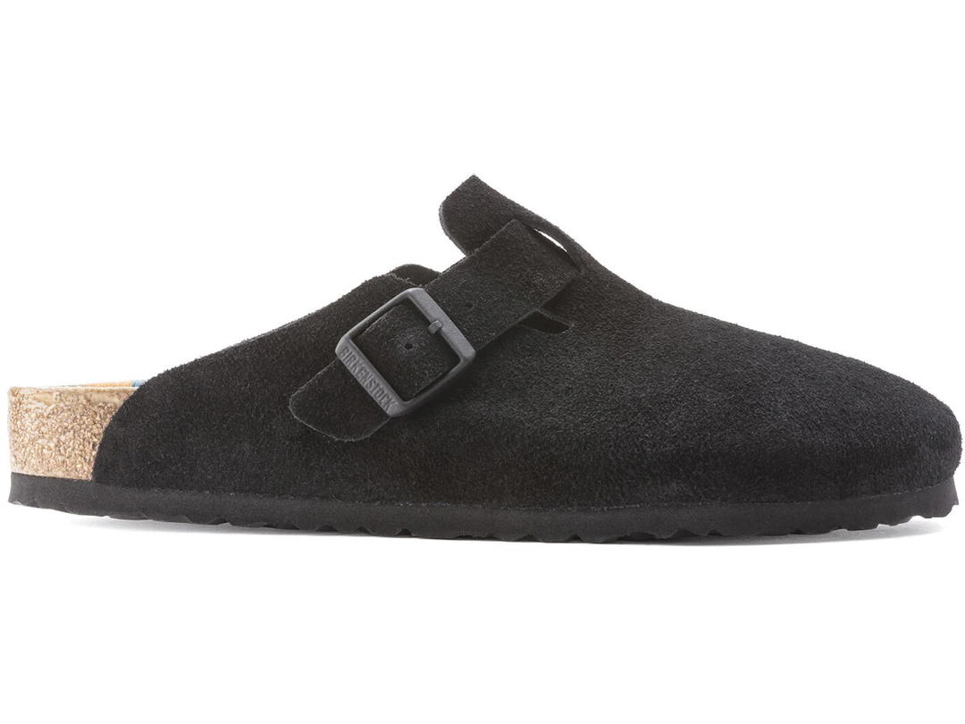 Birkenstock Birkenstock Boston Suede Black Pattern Footbed