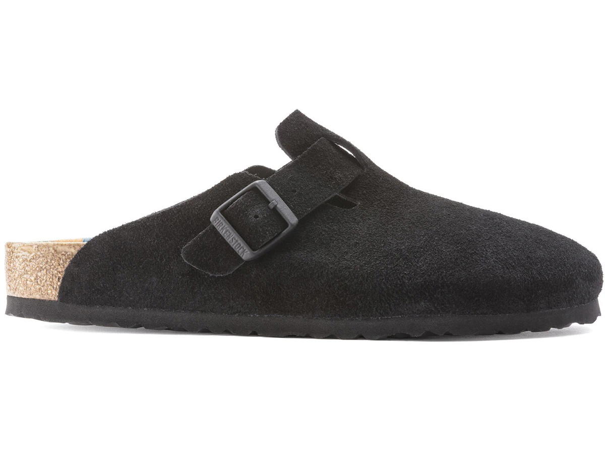 Birkenstock Birkenstock Boston Suede Black Pattern Footbed