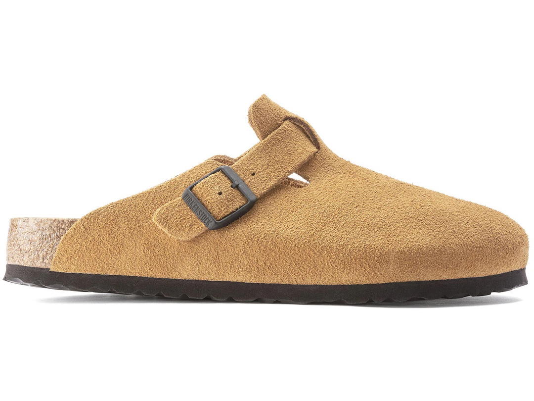 Birkenstock Birkenstock Boston Suede Cork Brown Pattern Footbed