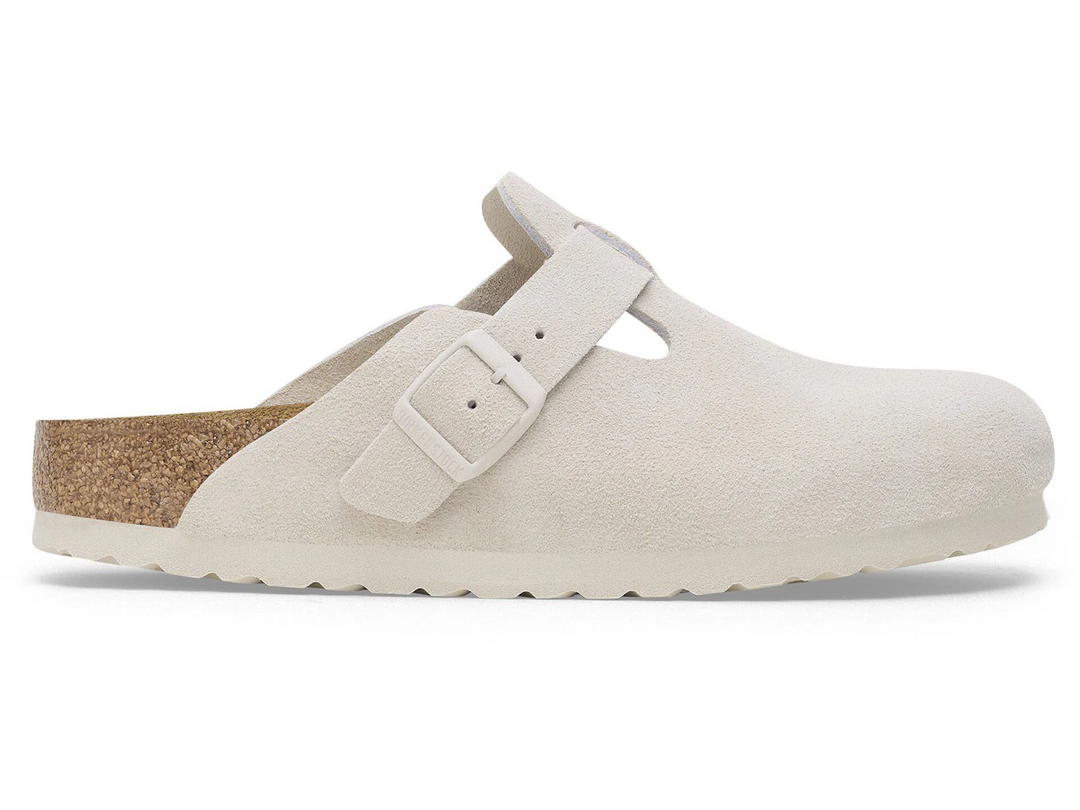 Birkenstock Birkenstock Boston Soft Footbed Suede Antique White