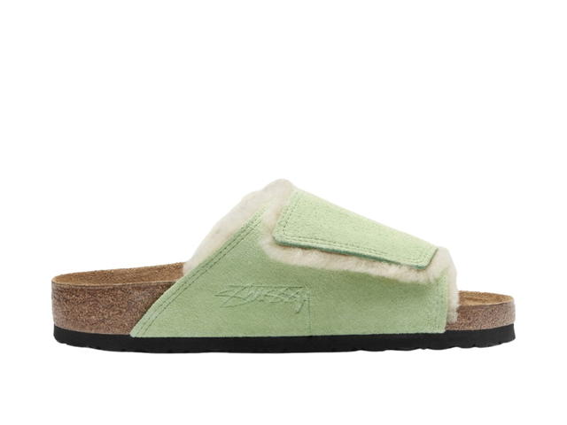 Birkenstock Stüssy & Birkenstock Solana Shearling Slide Washed Green - view 1
