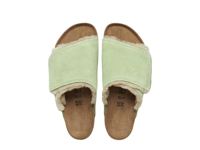 Birkenstock Stüssy & Birkenstock Solana Shearling Slide Washed Green - view 3