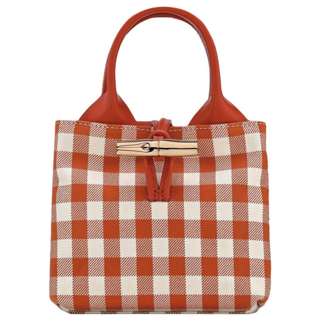 Longchamp Longchamp Le Roseau Cotton Canvas One Shoulder Handbags Extra Small Women's Plaid Red