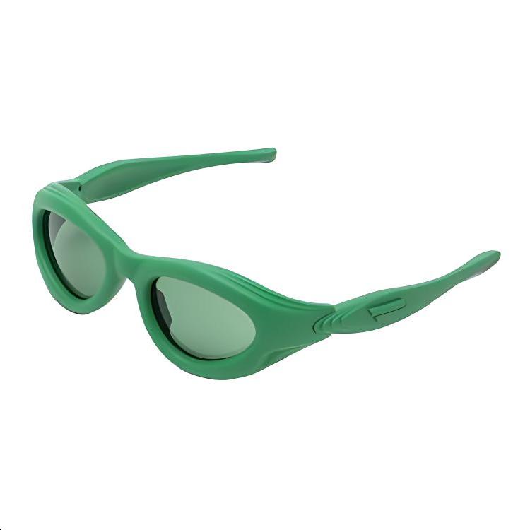 Bottega Veneta Bottega Veneta Acetate Rubber Irregular Shape Sunglasses Men Green