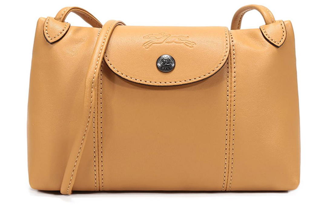 Longchamp Longchamp Le Pliage Cuir Sheepskin Crossbody Bag Women's Molasses Color