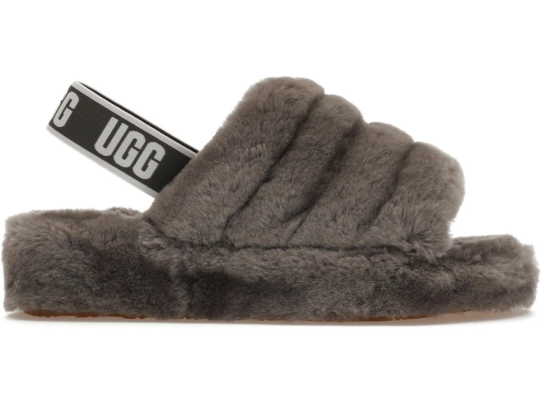 UGG UGG Fluff Yeah Slide Charcoal (Women's)